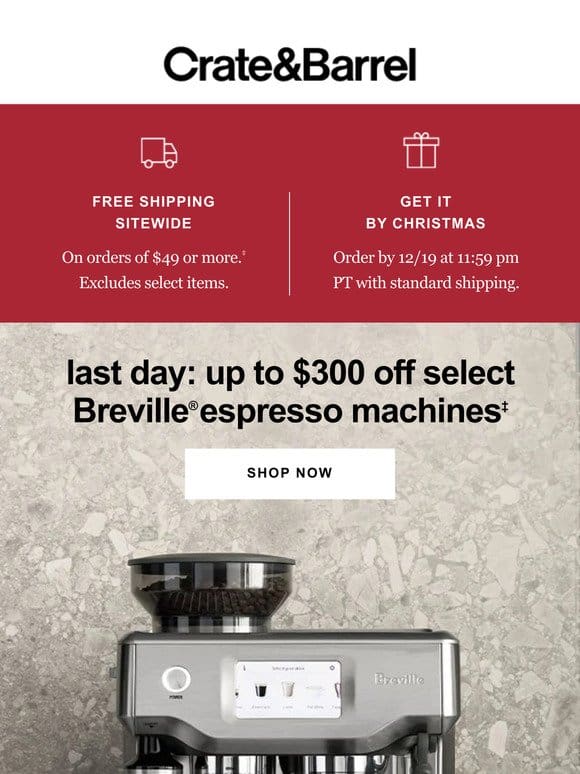 HOURS LEFT for up to $300 off select Breville espresso machines →