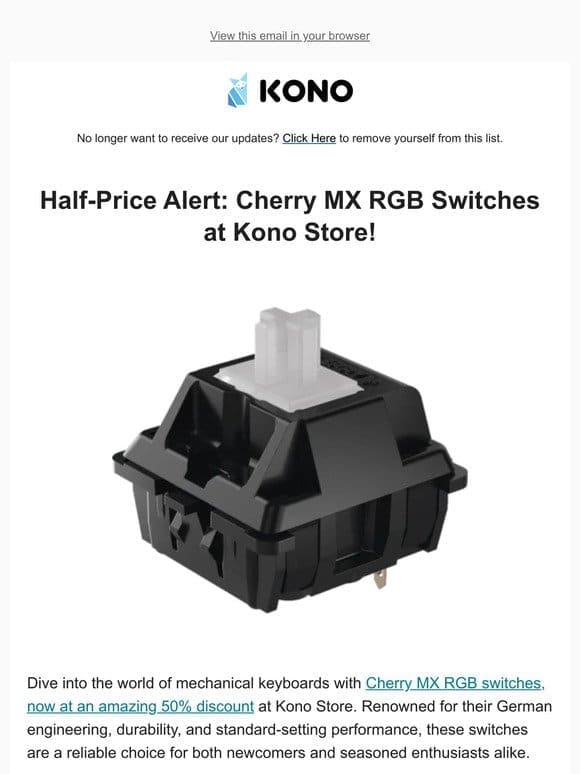 Half-Price Alert: Cherry MX RGB Switches at Kono Store!