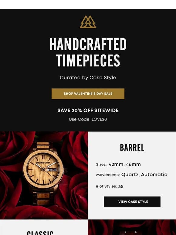 Handcrafted timepieces curated by case style