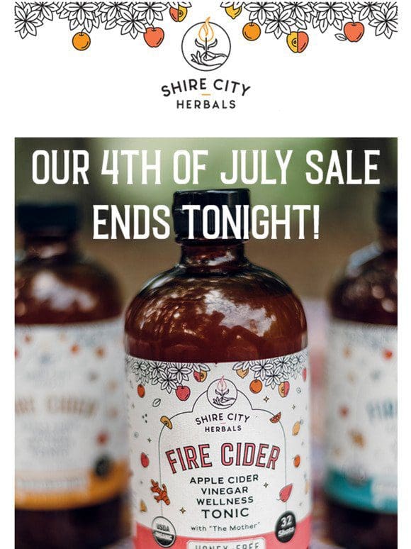 Happy 4th of July! Take 40% Off Any Honey-Free Fire Cider