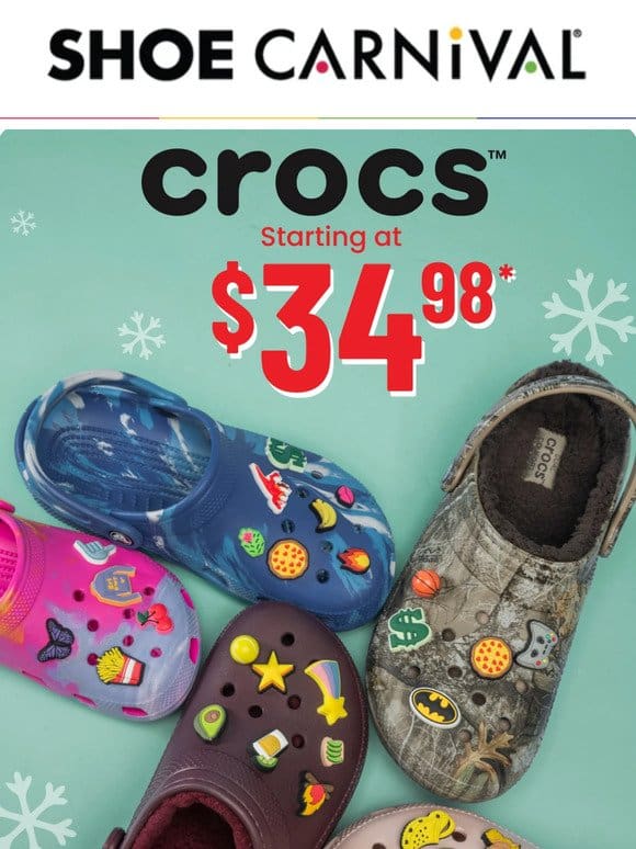 Happy Feet， Happy Wallet: Crocs starting at $34.98