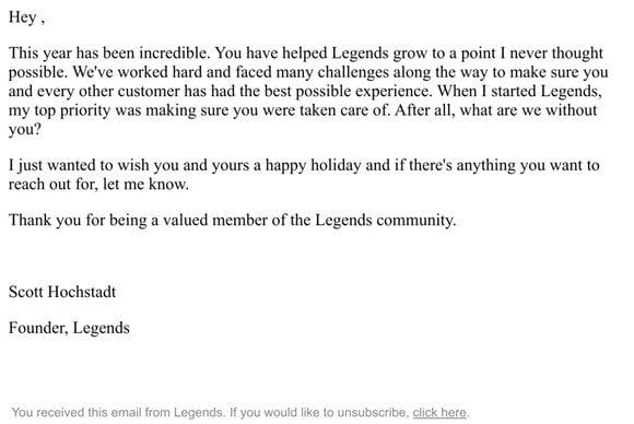 Happy Holidays from Legends