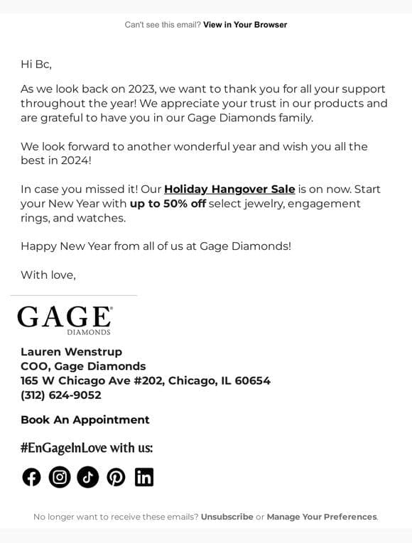 Happy New Year from Gage Diamonds