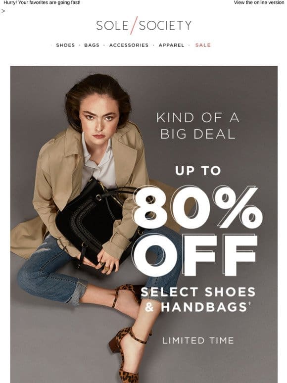 Hello， Savings! Up to 80% OFF Shoes & Bags