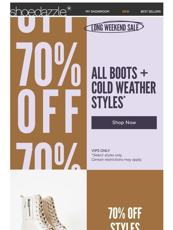 Hey VIP: 70% Off Boots Ends Tonight (!!!)