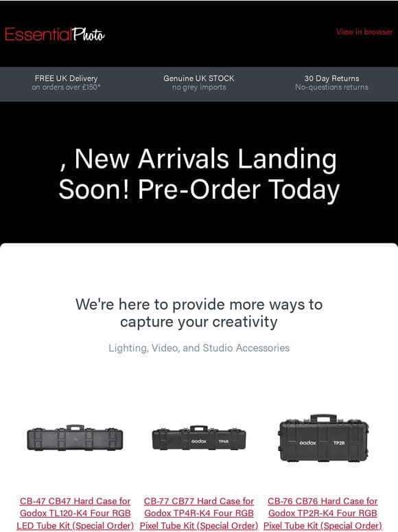 Hi there， Pre-Order today! Brand new products incoming…