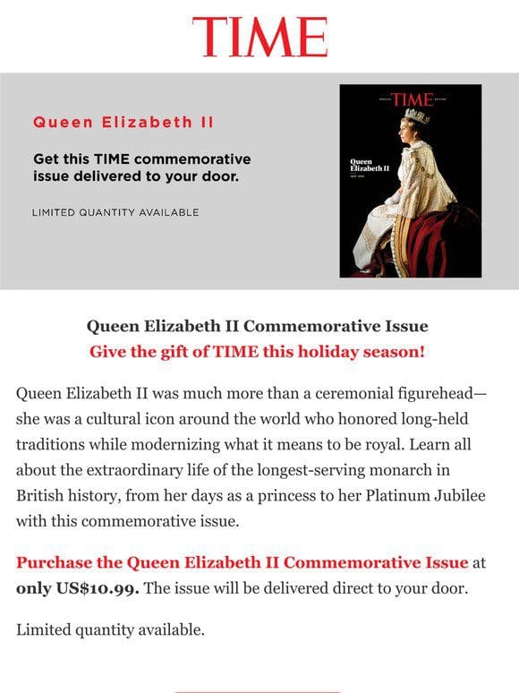 Holiday Gift: Queen Elizabeth II Commemorative Issue