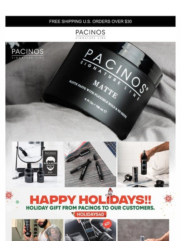 Holiday Glam Unwrapped:  ✨ 40% Off on Pacinos Grooming – Your Secret to Effortless Style!