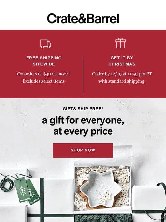 Holiday joy at just the right price. See our curated gifts →