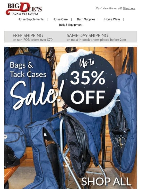 Hot Deals on Blankets， Bags & Tack Cases