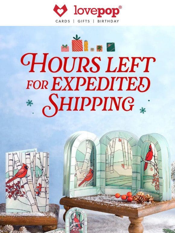 Hours left for expedited Christmas shipping!