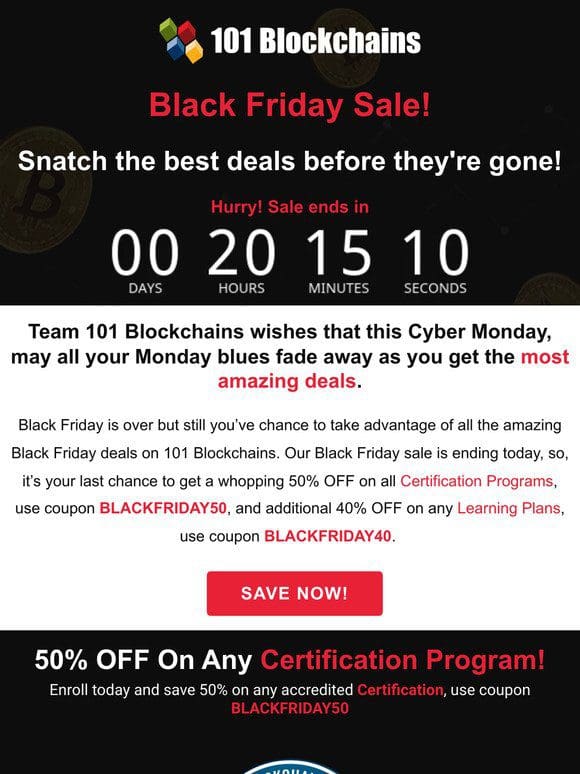 Hurry! 101 Blockchains’ Black Friday Sale Ending Today ⏳
