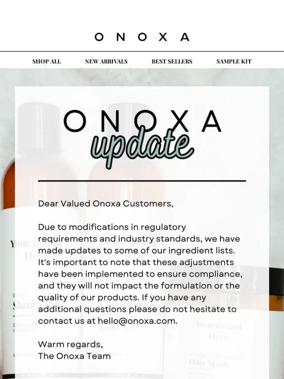 Important Onoxa Update