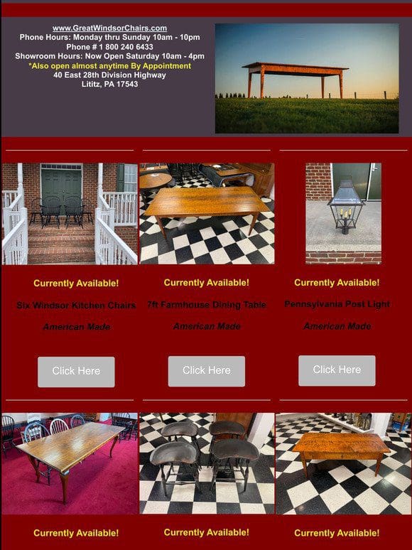In Inventory Furniture Pieces – Great Windsor Chairs