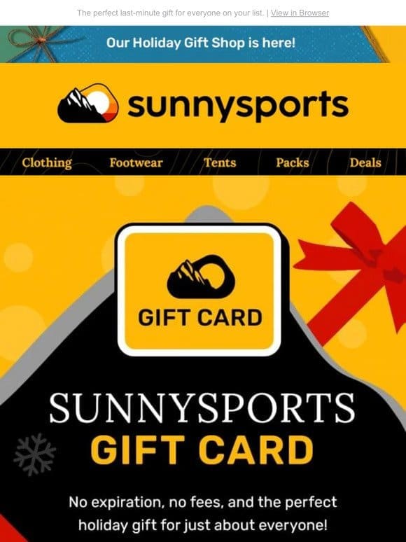 Inspire adventure with a SunnySports gift card! ☀️