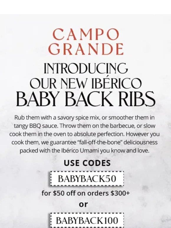 Introducing our NEW Baby Back Ribs!