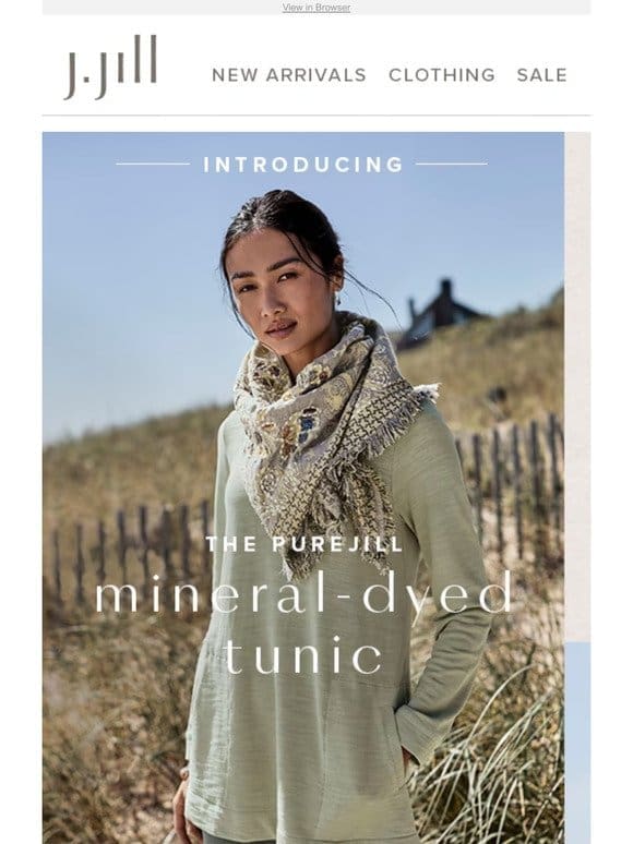 Introducing our new， all-natural dyed tunic.