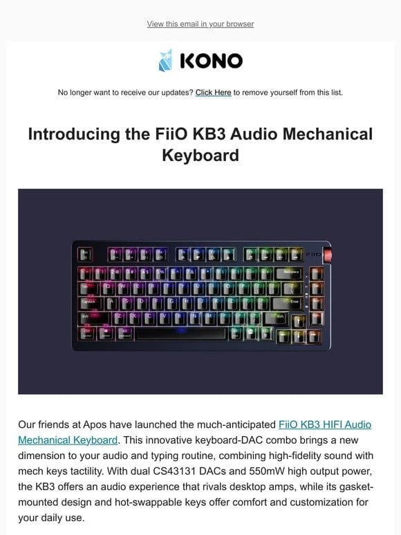 Introducing the FiiO KB3 Audio Mechanical Keyboard