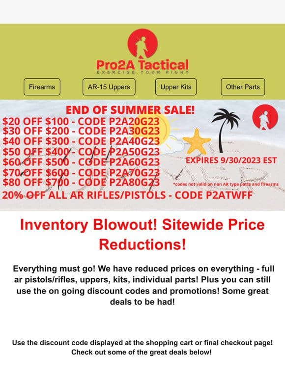 Inventory Blowout! Sitewide price reductions!