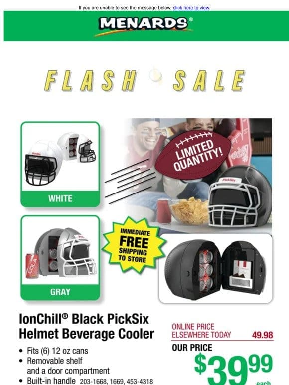 IonChill® PickSix Helmet Beverage Cooler ONLY $39.99!