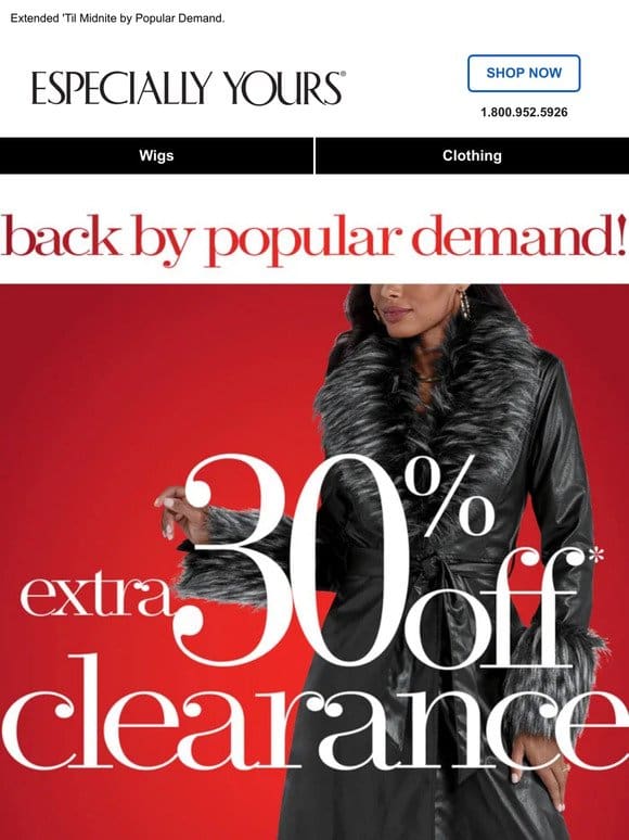 It’s Back: EXTRA 30% Off Clearance!
