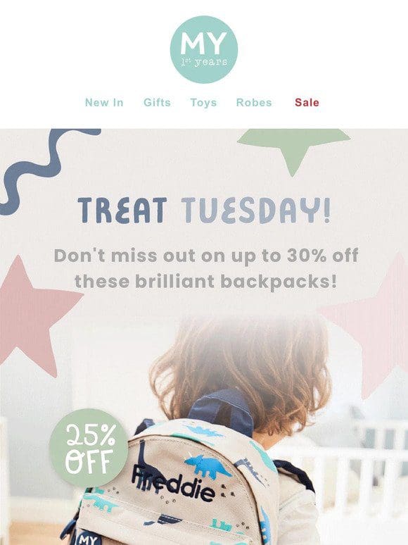 It’s Treat Tuesday! Backpacks up to 30% off