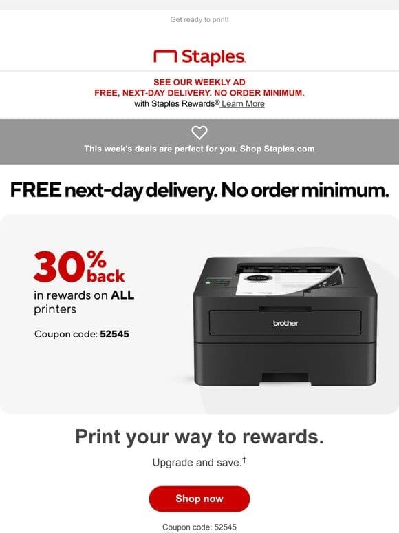 It’s confirmed — 30% back in rewards on all Printers is here.