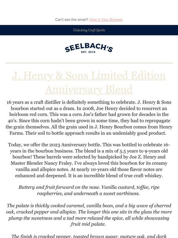 J. Henry & Sons Limited Edition Anniversary Blend