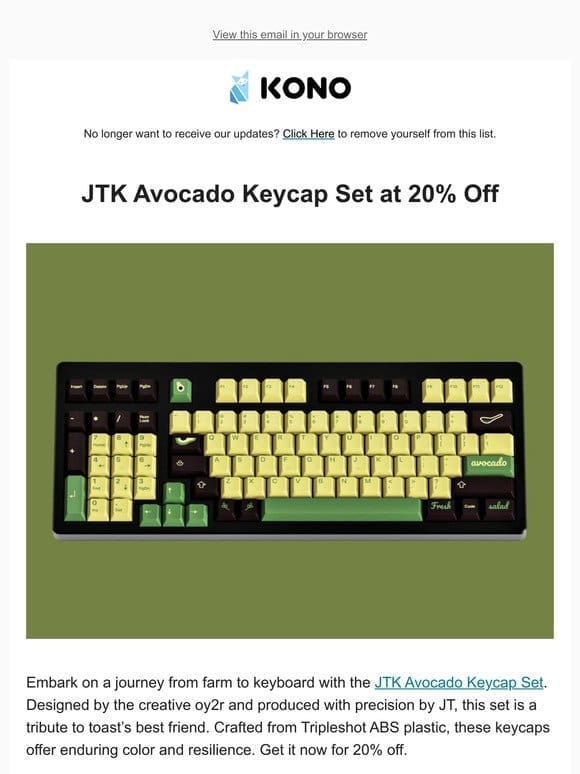 JTK Avocado Keycap Set at 20% Off