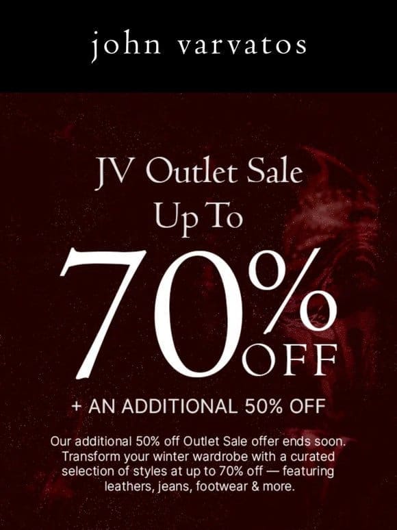 JV Outlet: additional 50% off ends soon