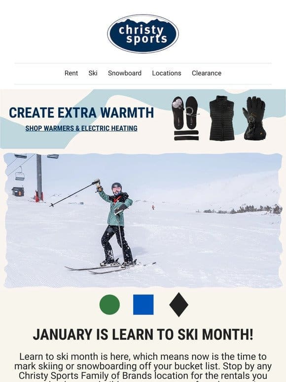 January is Learn to Ski (& Snowboard) Month