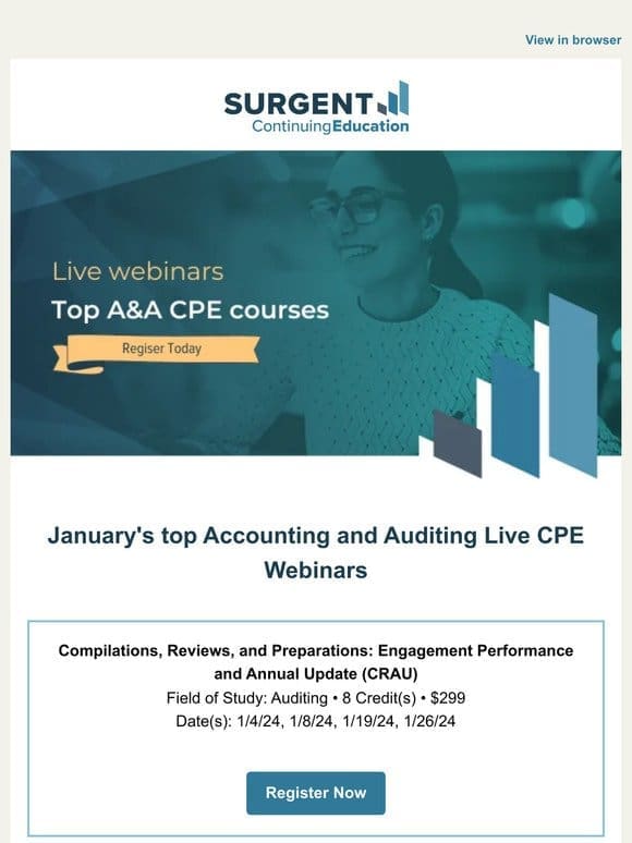 January’s top Accounting and Auditing live CPE webinars