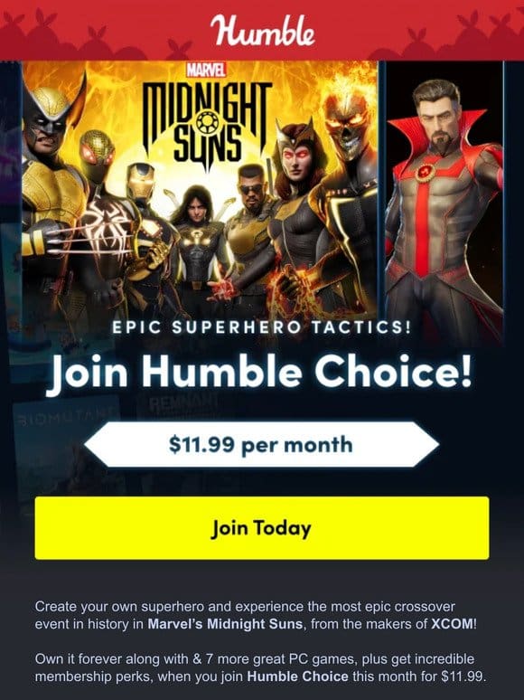 Join Humble Choice & own Marvel’s Midnight Suns + 7 other great games!