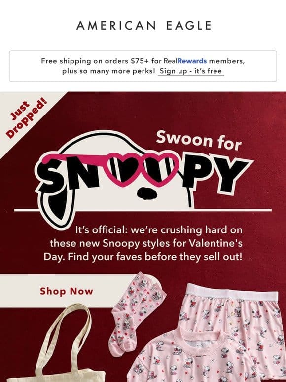 Just dropped! New Snoopy styles to swoon for ❤️