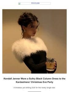 Kendall Jenner Wore a Sultry Black Column Dress to the Kardashians’ Christmas Eve Party