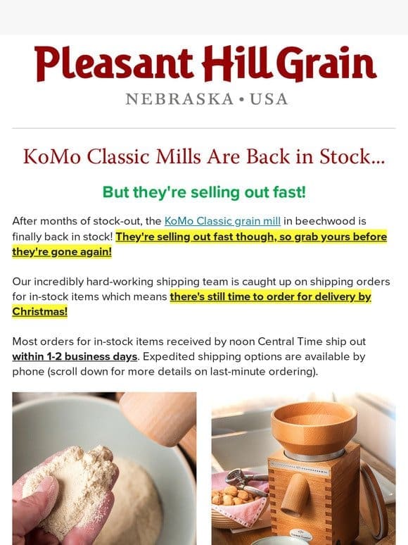 KoMo Classic Mills Back in Stock: For Now! — PHG Newsletter