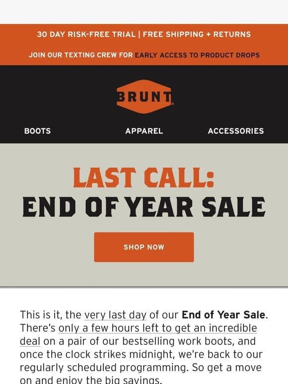 LAST CALL for the End of Year Sale