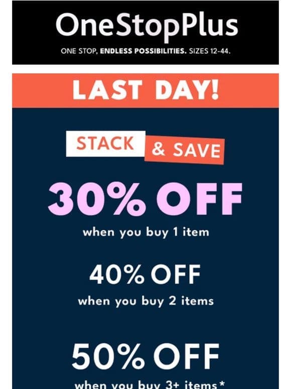 LAST CHANCE: 50% off with 3+ items