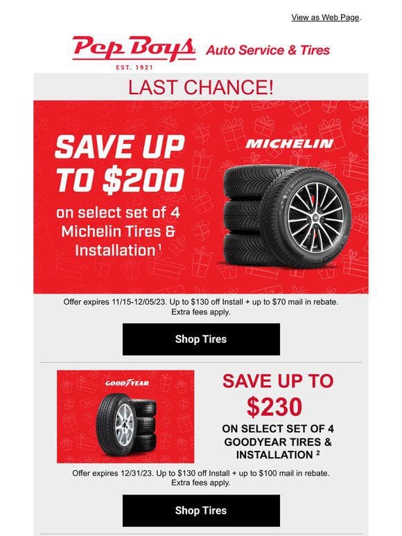 LAST CHANCE: Save $200 on Michelin