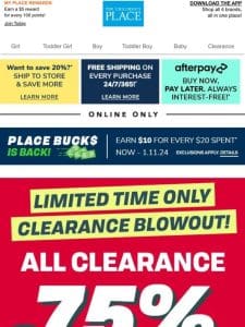 LIMITED TIME: 75% off ALL Clearance BLOWOUT!