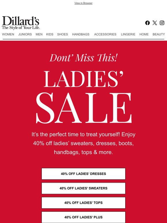 Ladies’ Sale: Don’t Miss This!