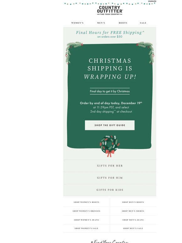 Last Call for Holiday Shopping