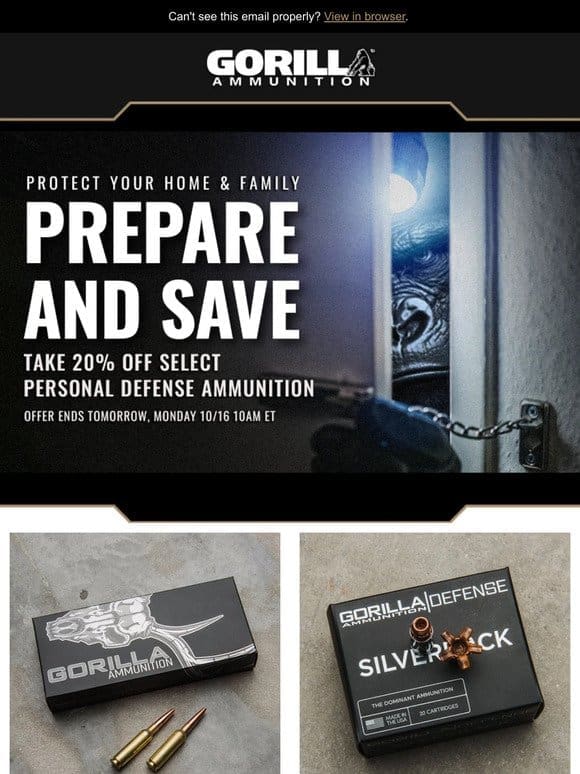 Last Chance: 20% OFF Select Personal Defense Ammo!