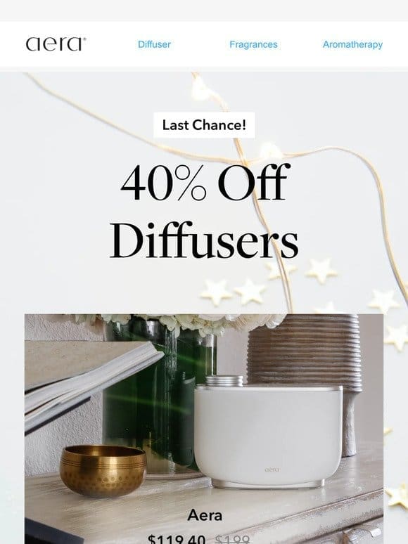 Last Chance: 40% Off Diffusers