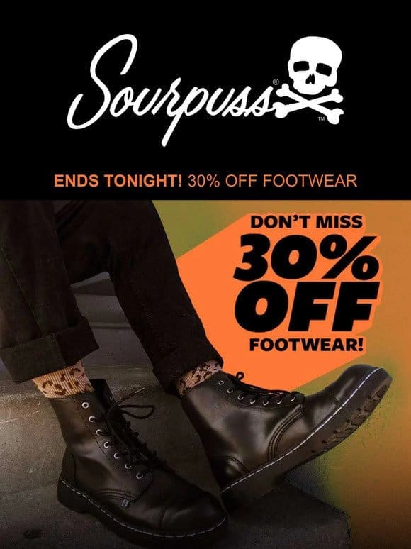 Last Chance For 30% Off Footwear!