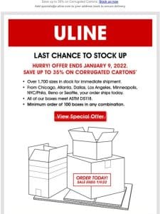 Last Chance! Super Carton Sale ends 1/9/22.
