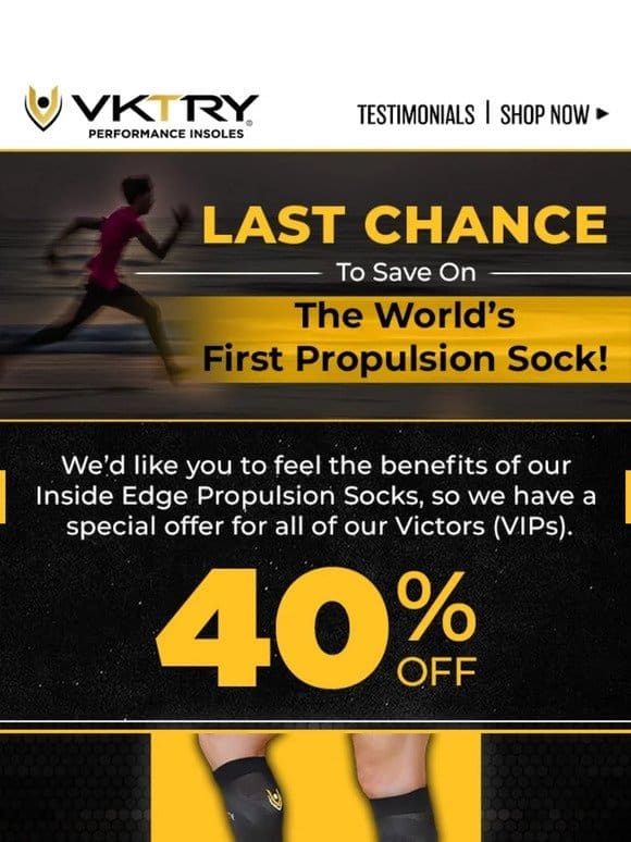 Last Chance to Save on Propulsion Socks!