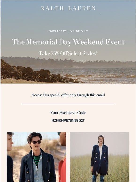 Last Chance to Shop the Memorial Day Weekend Event
