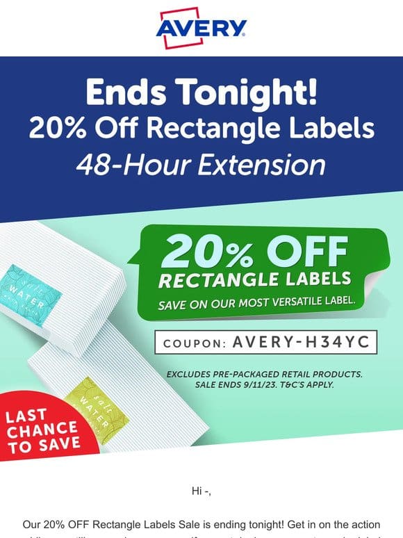 Last Day – 20% Off Rectangle Labels Sale