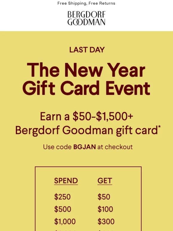 Last Day – Earn Up To $1，500 in BG Gift Cards